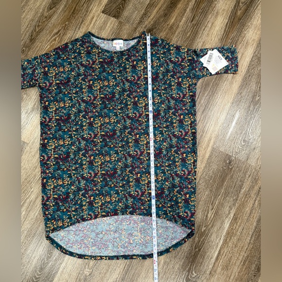 NWT Lularoe Irma Hi Lo Tunic Blouse Teal with Red Orange floral, sz: XXS - Picture 4 of 4
